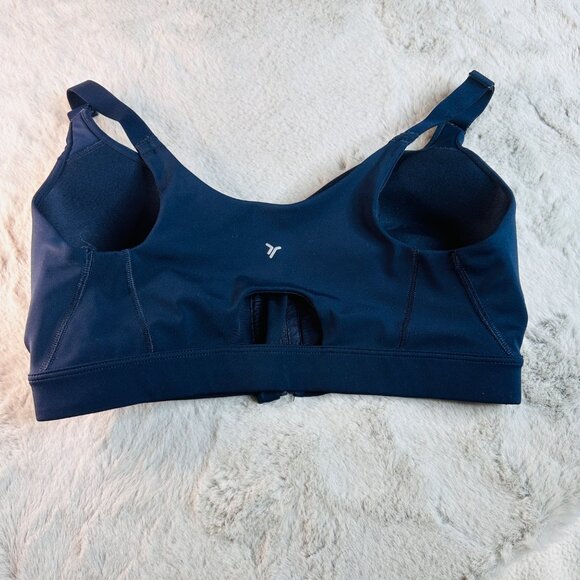 Old Navy Sports Bra Womens 34D Powersoft High Support Front Zip Navy Wireless - Picture 2 of 6